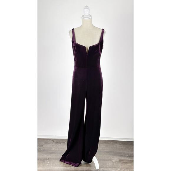 Galvan London Velvet Corset Wide Leg Jumpsuit Purple Womens Size 8 Sleeveless - Picture 3 of 11